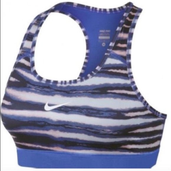 NIKE women's DRI-FIT blue zebra print sports bra